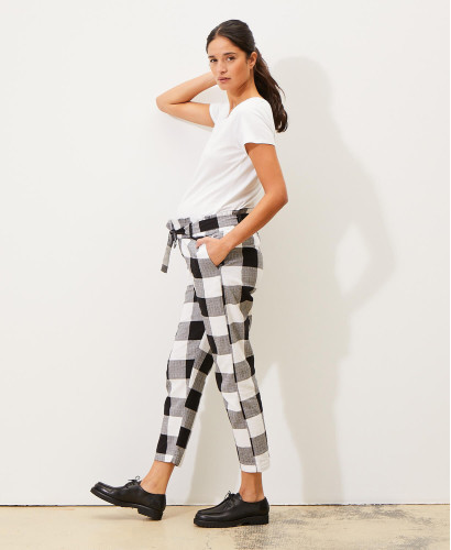 Billie Cotton Check Maternity Pants l High End Fancy Pregnancy Bottoms