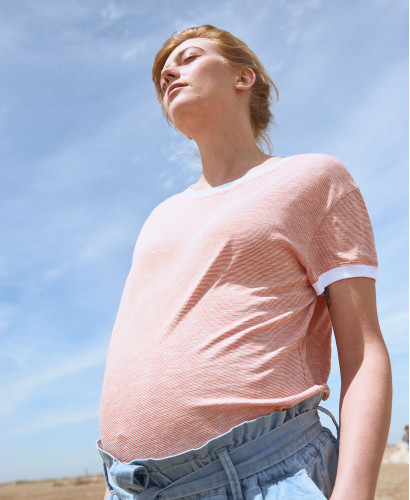red stripes organic cotton pregnancy t-shirt