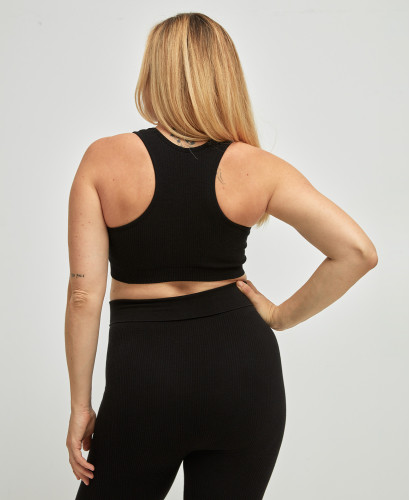 Organic Cotton Rib Seamless Pregnancy Black Bra