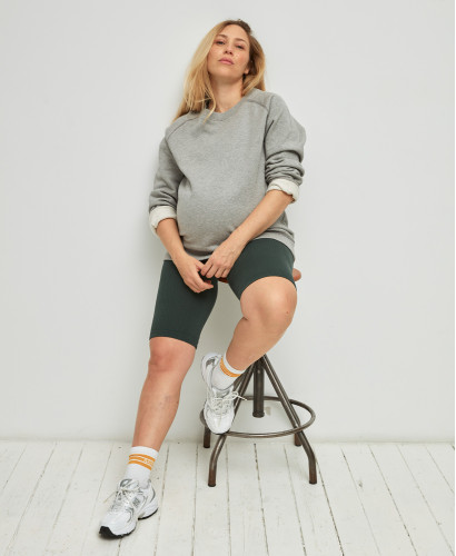 Biker Short Grossesse Sans Couture Côtelé Coton Bio Vert
