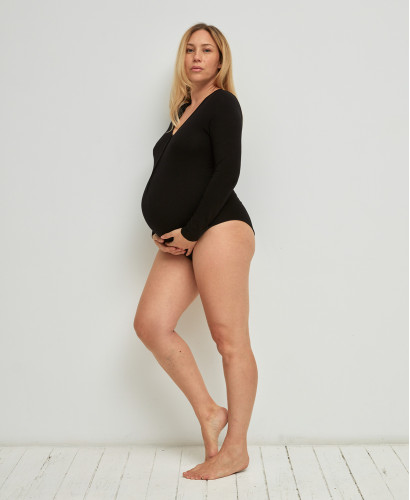 Nahtlose Schwangerschaft Body Bambus Schwarz