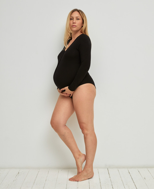 Bamboo Seamless Pregnancy Black Bodysuit