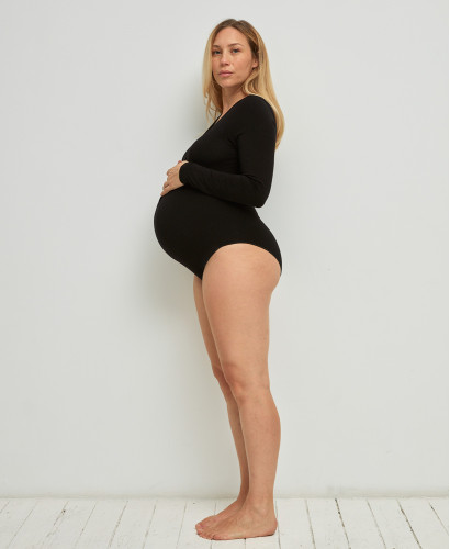 Bamboo Seamless Pregnancy Black Bodysuit