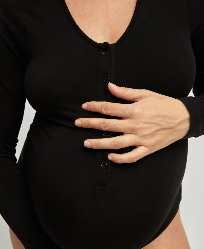 Bamboo Seamless Pregnancy Black Bodysuit