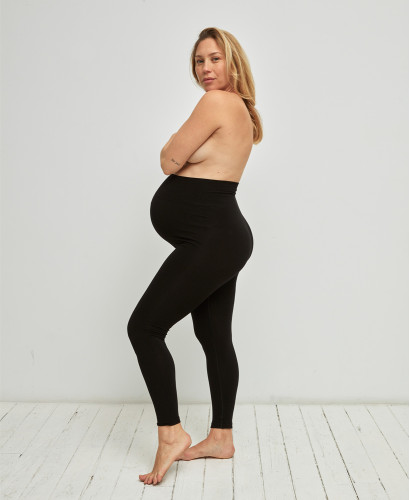 Legging Seamless Maille Côtelée Coton Bio l Bas & Leggings Grossesse -  Bambou Noir 