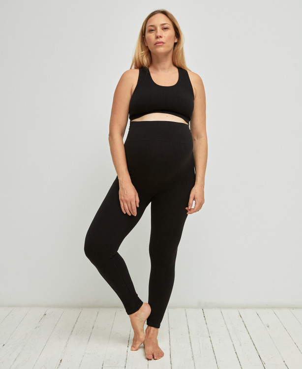Organic Cotton Rib Seamless Pregnancy Leggings