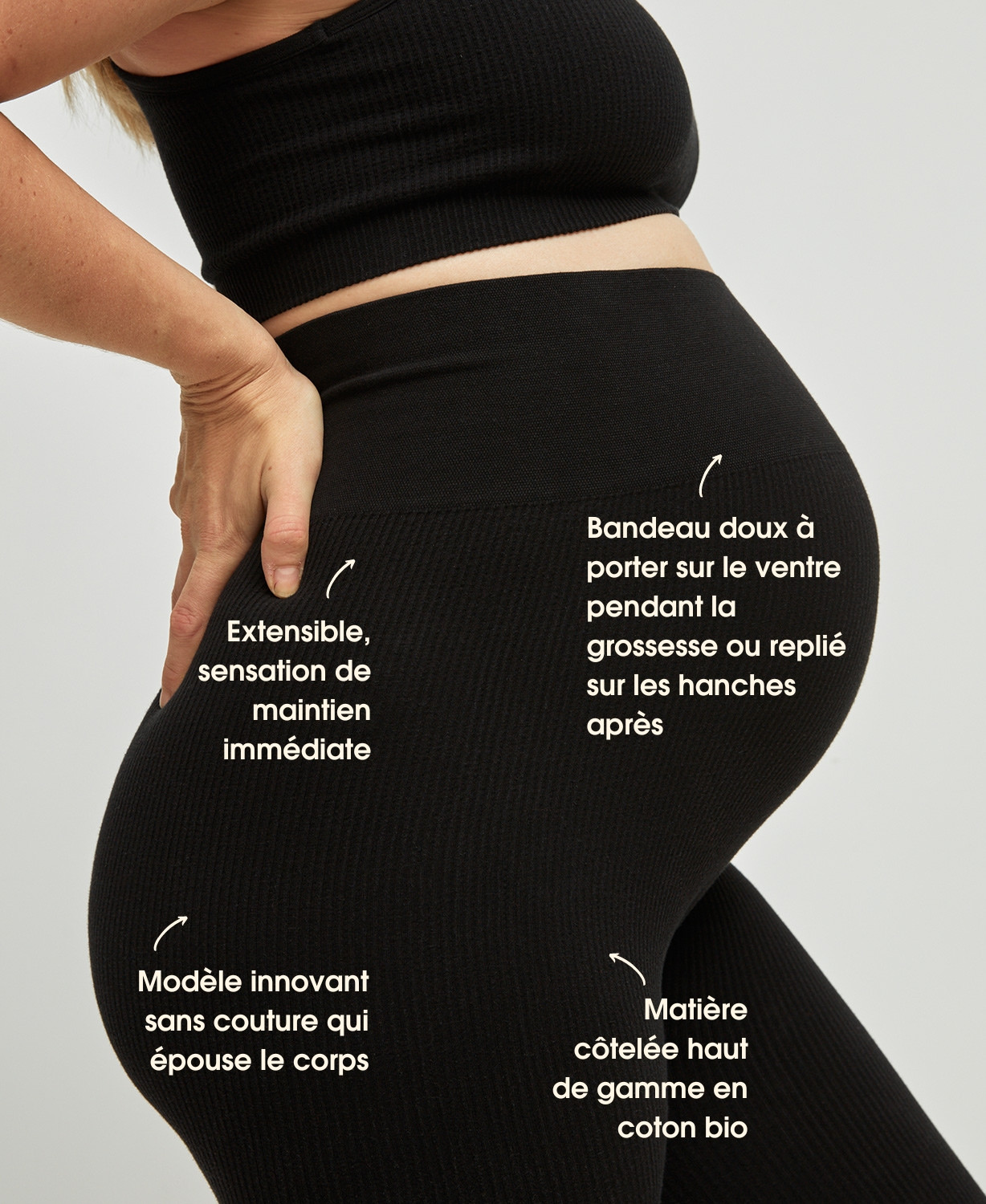 Organic Cotton Rib Seamless Pregnancy Leggings