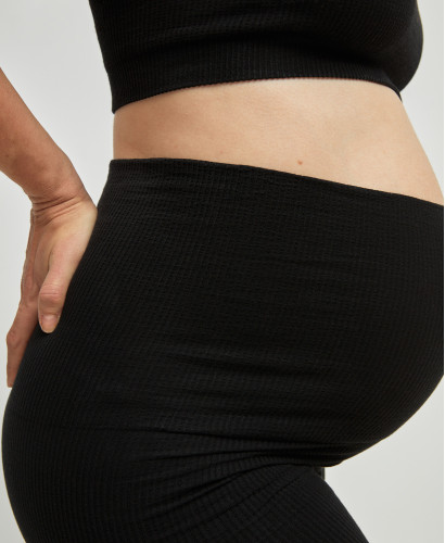Organic Cotton Rib Seamless Pregnancy Biker Shorts Black