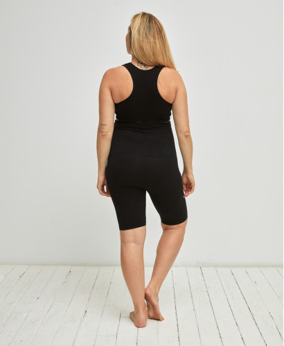 Organic Cotton Rib Seamless Pregnancy Biker Shorts Black