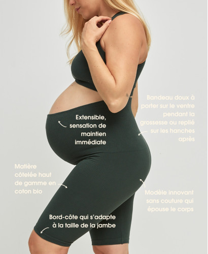 Organic Cotton Rib Seamless Pregnancy Green Biker Shorts