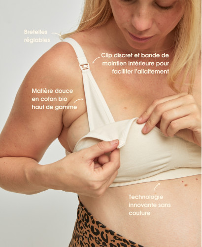 Ecru Maternity & Nursing Seamless Organic Cotton Bra