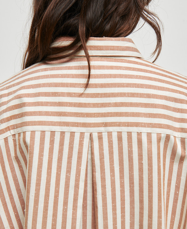 Schwangerschaftshemd aus Baumwolle mit beige Streifen Juliette