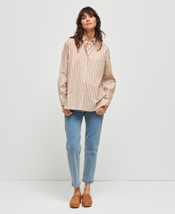 chemise grossesse coton rayures-beiges juliette