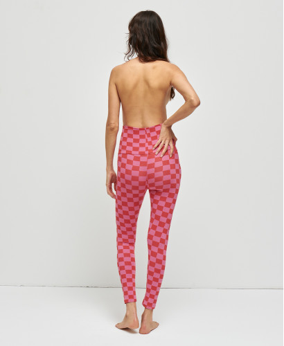 Schwangerschaftsleggings mit Checks rosa/rot aus Bio-Baumwolle