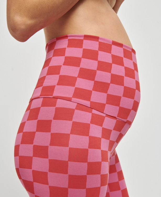 Organic Cotton Checks pink/red Pregnancy Leggings
