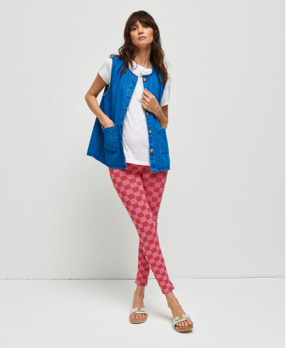 Organic Cotton Checks pink/red Pregnancy Leggings