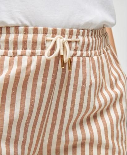 Pregnancy Trousers Cotton Stripes Beige Maria