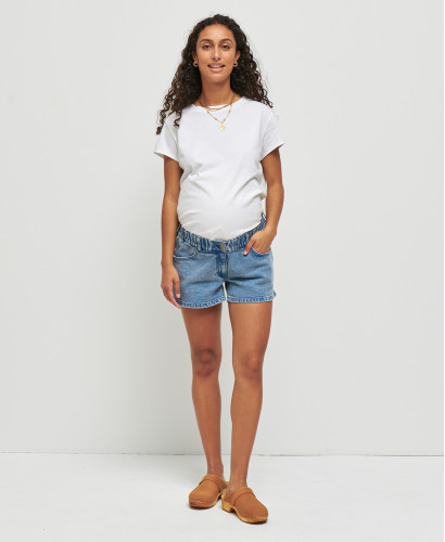 Light Blue Straight Pregnancy Shorts