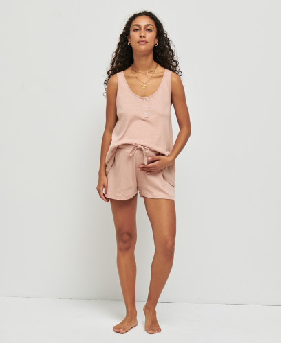 Mutterschaft Pointelle Baumwolle Bio Rosa Mathilde Set