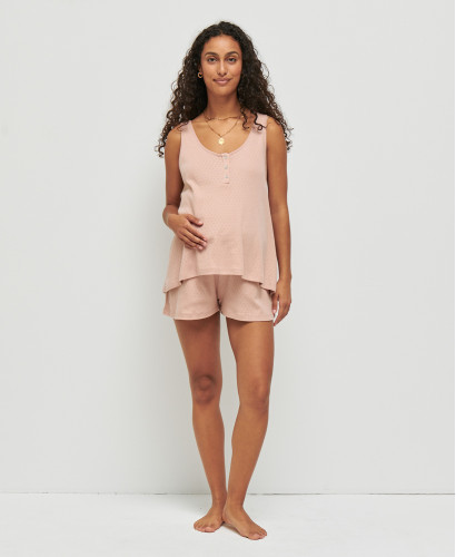Mutterschaft Pointelle Baumwolle Bio Rosa Mathilde Set