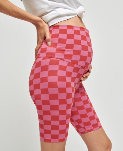 Shorts Schwangerschaft Leopard Baumwolle Bio l Radfahrer Schwangere -  Rosa/Rot 