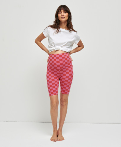 Biker Shorts Pregnancy Checks Pink/Red Organic Cotton