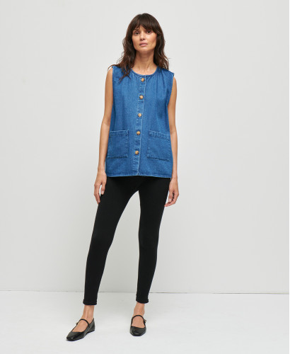 Denim Blue Maya Sleeveless Jacket