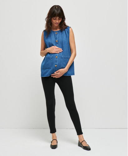 veste denim sans manches bleu maya