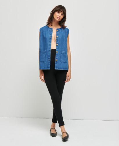 veste denim sans manches bleu maya