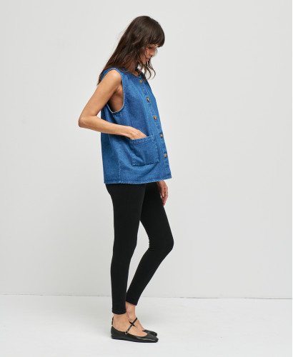 veste denim sans manches bleu maya