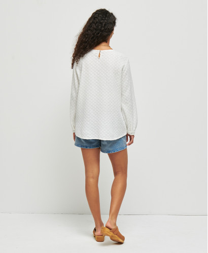 Amy White Embroidery Cotton Pregnancy Blouse