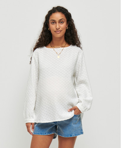 Amy White Embroidery Cotton Pregnancy Blouse