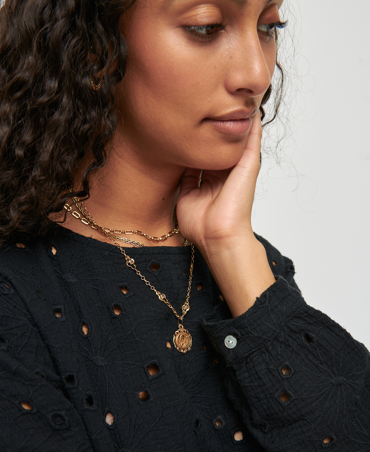 Amy Black Embroidery Cotton Pregnancy Blouse