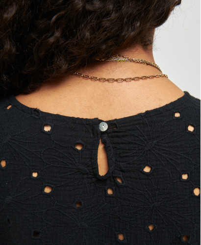 blouse maternité broderie anglaise coton noir amy