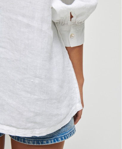 Monroe White Linen Pregnancy Blouse