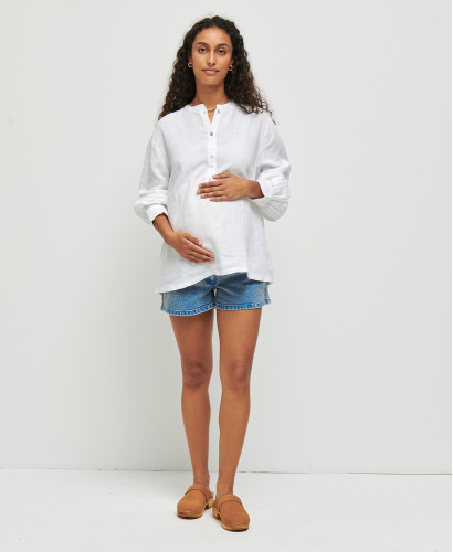 Schwangerschaftsbluse aus Leinen Monroe weiss