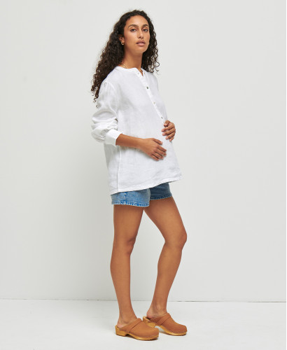 Schwangerschaftsbluse aus Leinen Monroe weiss