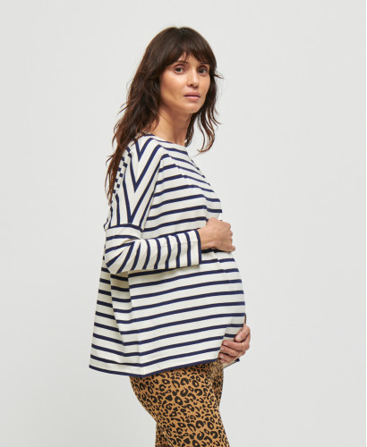 mariniere grossesse coton bleu