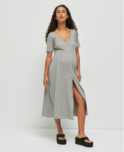Alabama Gray Organic Cotton Pregnancy Dress