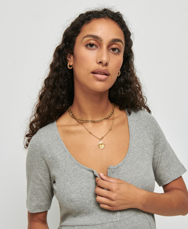 Robe de maternité en coton bio côtelé gris Alabama