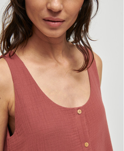 Lana Brick Red Organic Cotton Gauze Pregnancy Dress
