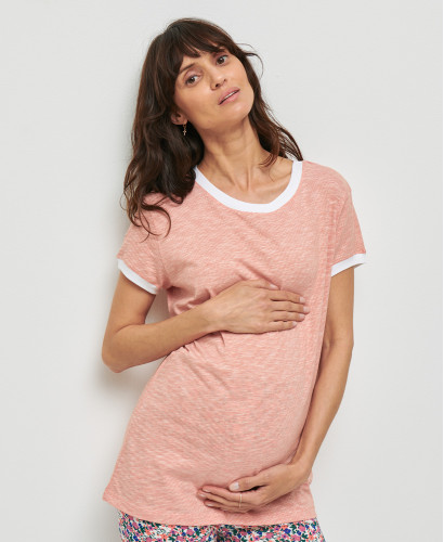Red Stripes Organic Cotton Pregnancy T-shirt