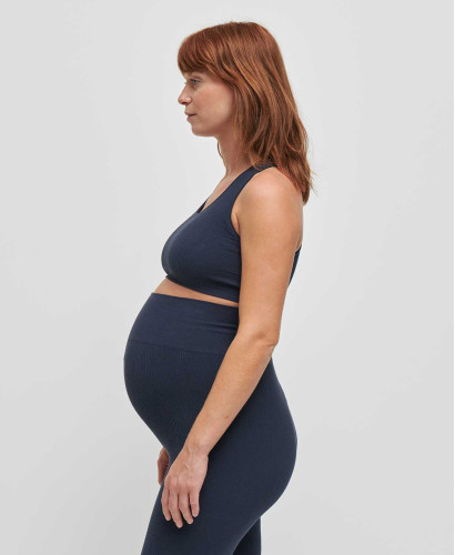 Organic Cotton Rib Seamless Pregnancy Blue Bra