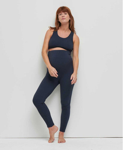 Organic Cotton Rib Seamless Pregnancy Blue Bra