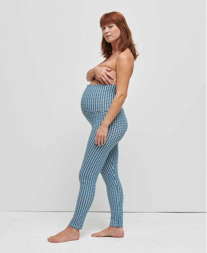 Legging grossesse vichy bleu coton bio