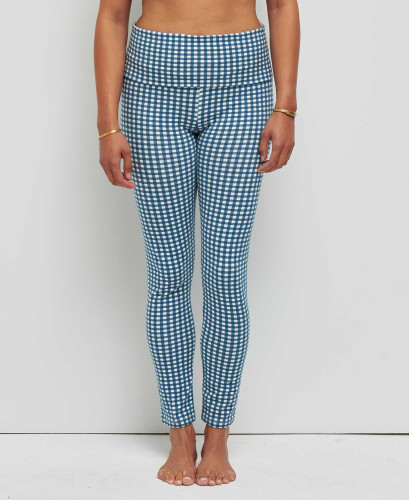 Organic Cotton Blue Gingham Pregnancy Leggings