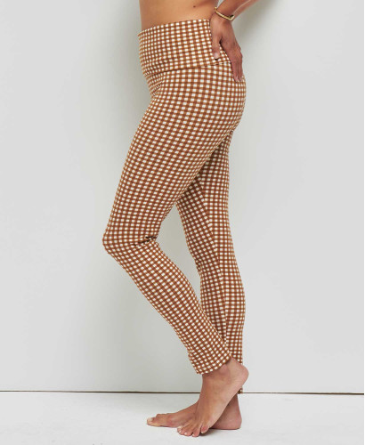 Legging grossesse vichy camel coton bio