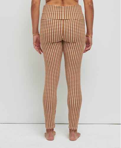 Legging grossesse vichy camel coton bio