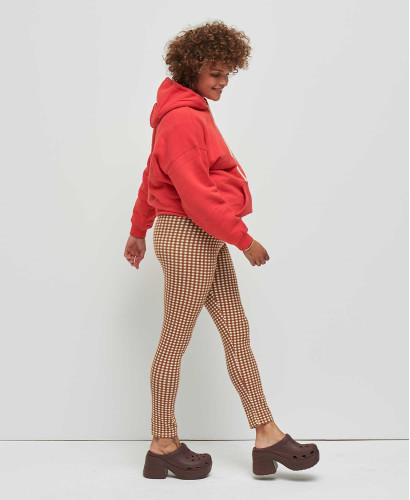 Legging grossesse vichy camel coton bio