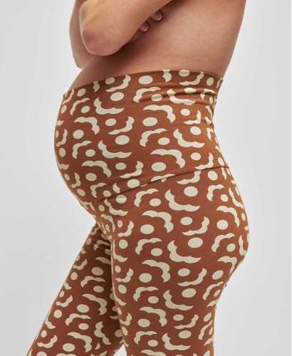 Blue Organic Cotton Bandana Maternity Leggings l Pregnant Comfy Bottom -  Camel Flowers 